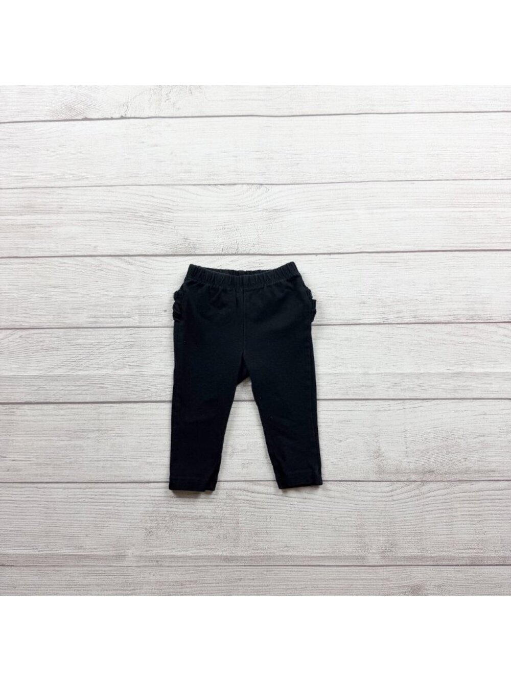 Old Navy Baby Girls Black Stretch Leggings Ruffle Details 6-12 Months